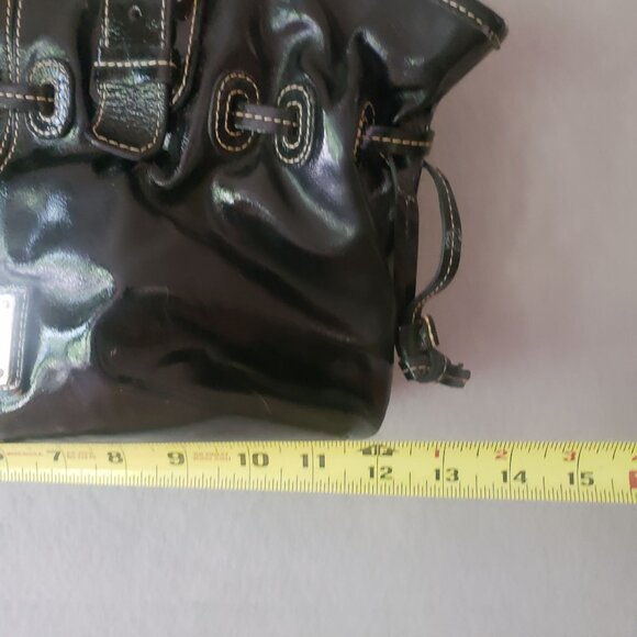 Dooney and Bourke Chiara Black Patent Leather Tote Pink Lining Large Handbag - Picture 7 of 16